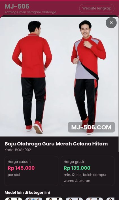 Detail produk MJ-506: foto, kode produk, harga satuan dan grosir, pilihan ukuran
